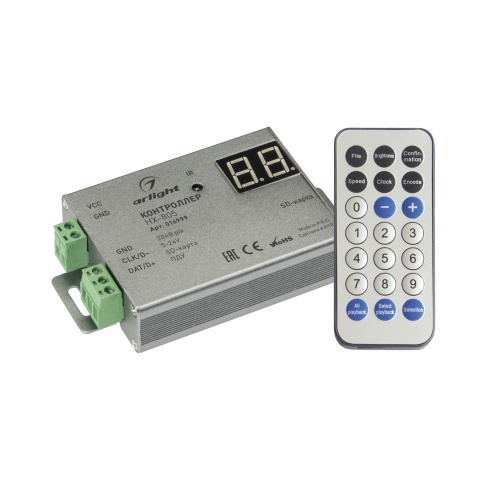 Контроллер HX-805 (2048 pix, 5-24V, SD-карта, ПДУ) (Arlight, -) Контроллер HX-805 (2048 pix, 5-24V, SD-карта, ПДУ) (Arlight, -)