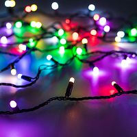 Светодиодная гирлянда ARD-STRING-CLASSIC-10000-BLACK-100LED-MILK-SYNC RGB (230V, 6.5W, RF ПДУ, 1000) (Ardecoled, IP65)